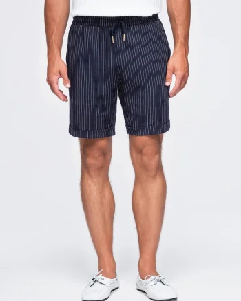 Pantaloni scurti barbatesti cu buzunare si talie reglabila din viscoza si in OM-SRCS-0208, Bleumarin