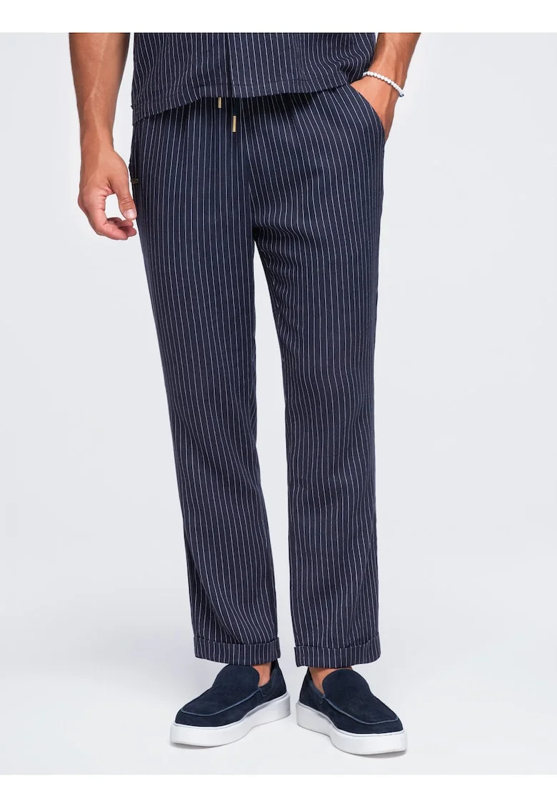 Pantaloni barbati, in si amestec, picior rulabil, talie OM-PACP-0311, Bleumarin