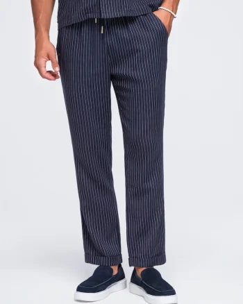 Pantaloni barbati, in si amestec, picior rulabil, talie OM-PACP-0311, Bleumarin