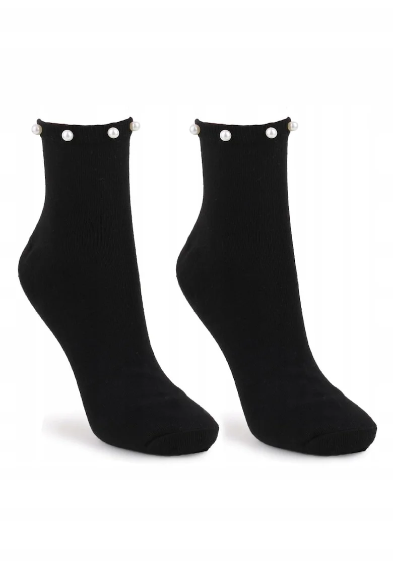 Sosete dama,  Poliester/Elastan, Negru/Alb,, Negru