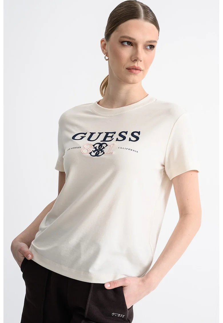 Tricou din amestec de lyocell, Alb fildes/Albastru ultramarin/Roz