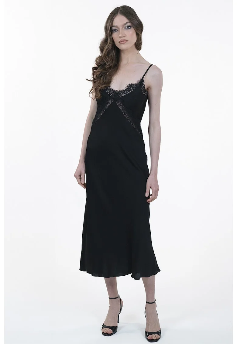 Rochie-furou cu garnituri de dantela, Negru