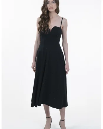 Rochie evazata fara maneci, Negru