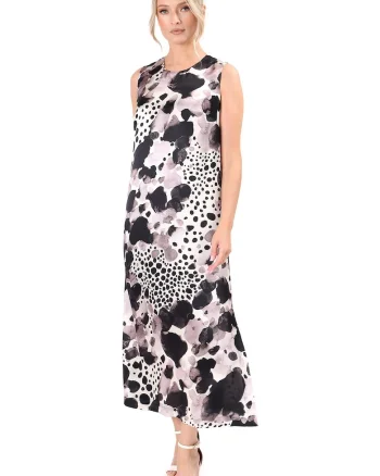 Rochie cu decolteu rotund si slit lateral, Gri
