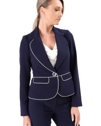 Sacou din stofa elastica cu viscoza SB9-ID, Bleumarin
