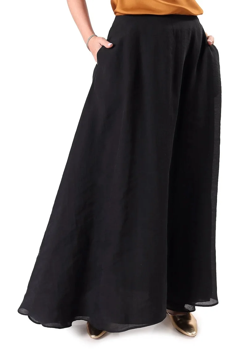 Fusta eleganta lunga din tencel FPR-DG, Negru