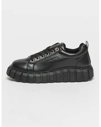 Pantofi sport de piele ecologica cu logo, Negru