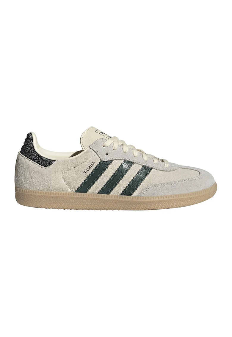 Pantofi sport Samba din piele intoarsa cu aplicatie logo, Alb fildes