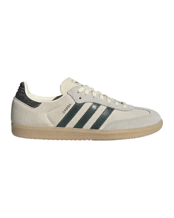 Pantofi sport Samba din piele intoarsa cu aplicatie logo, Alb fildes