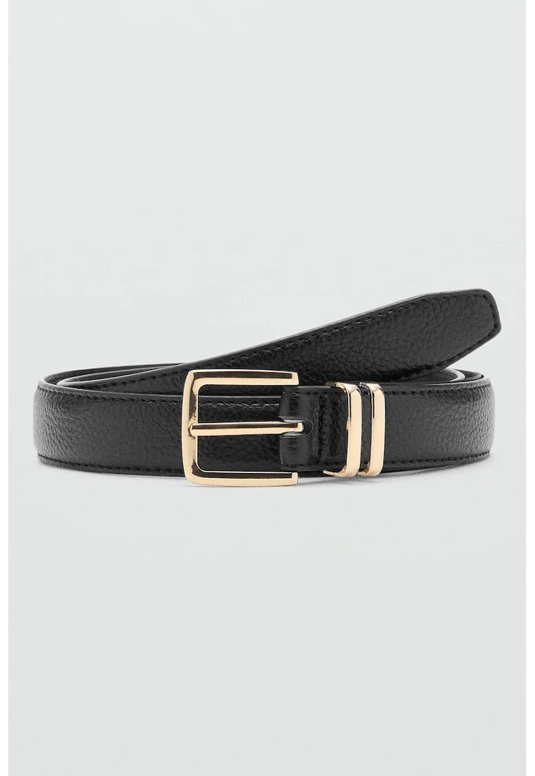 Curea de piele ecologica cu catarama patrata, Black Onyx