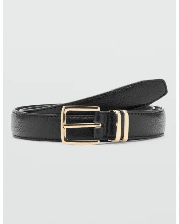 Curea de piele ecologica cu catarama patrata, Black Onyx