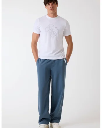 Tricou de bumbac cu imprimeu logo, Alb optic