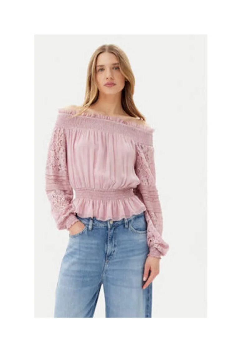 Bluza pe umeri din amestec de matase,