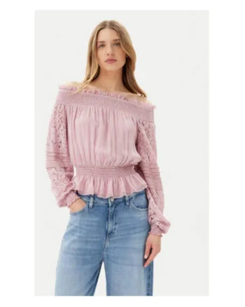 Bluza pe umeri din amestec de matase,