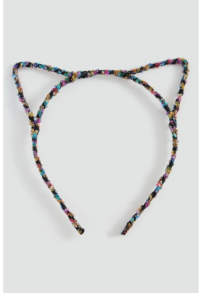 Bentita cu urechi, decorata cu paiete, Black Onyx