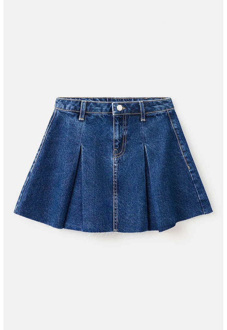Fusta plisata din denim, Albastru oceanic
