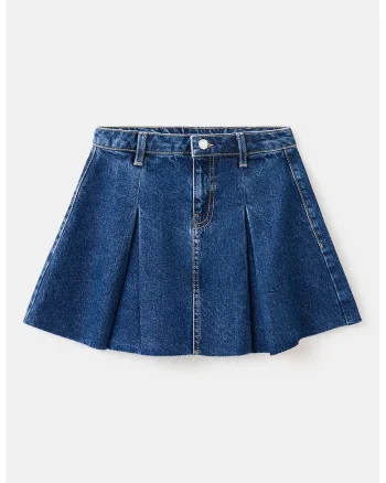 Fusta plisata din denim, Albastru oceanic