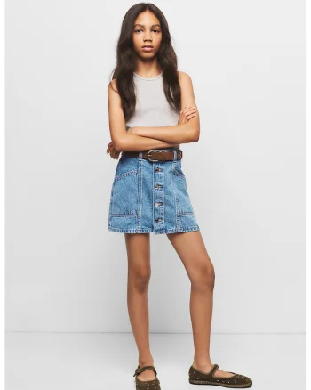 Fusta evazata din denim, Albastru deschis