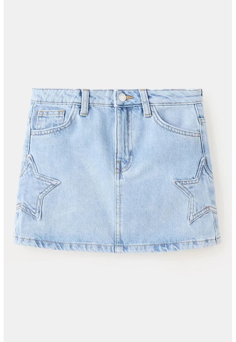 Fusta mini din denim, Albastru lavanda