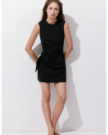 Rochie mini cu detaliu cu catarama, Negru