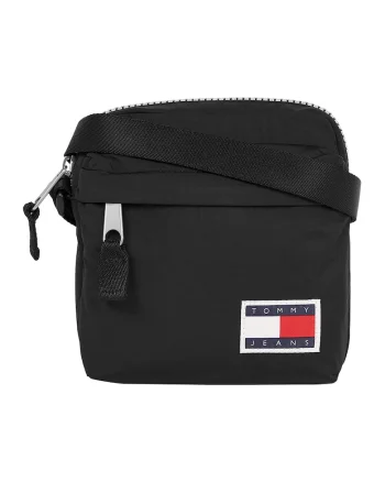 Geanta crossbody cu aplicatie logo, Negru