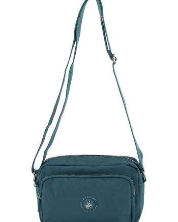 Geanta crossbody cu aplicatie logo, Albastru petrol