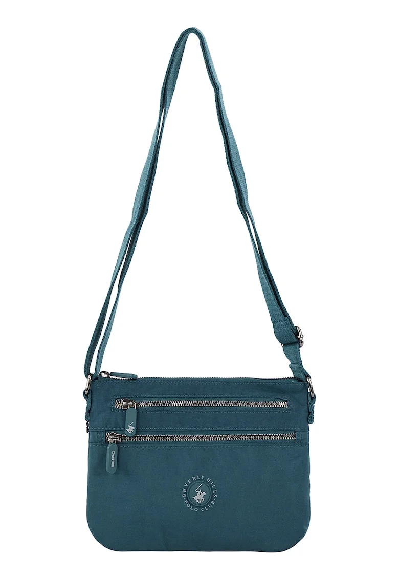 Geanta crossbody cu buzunare multiple, Albastru petrol
