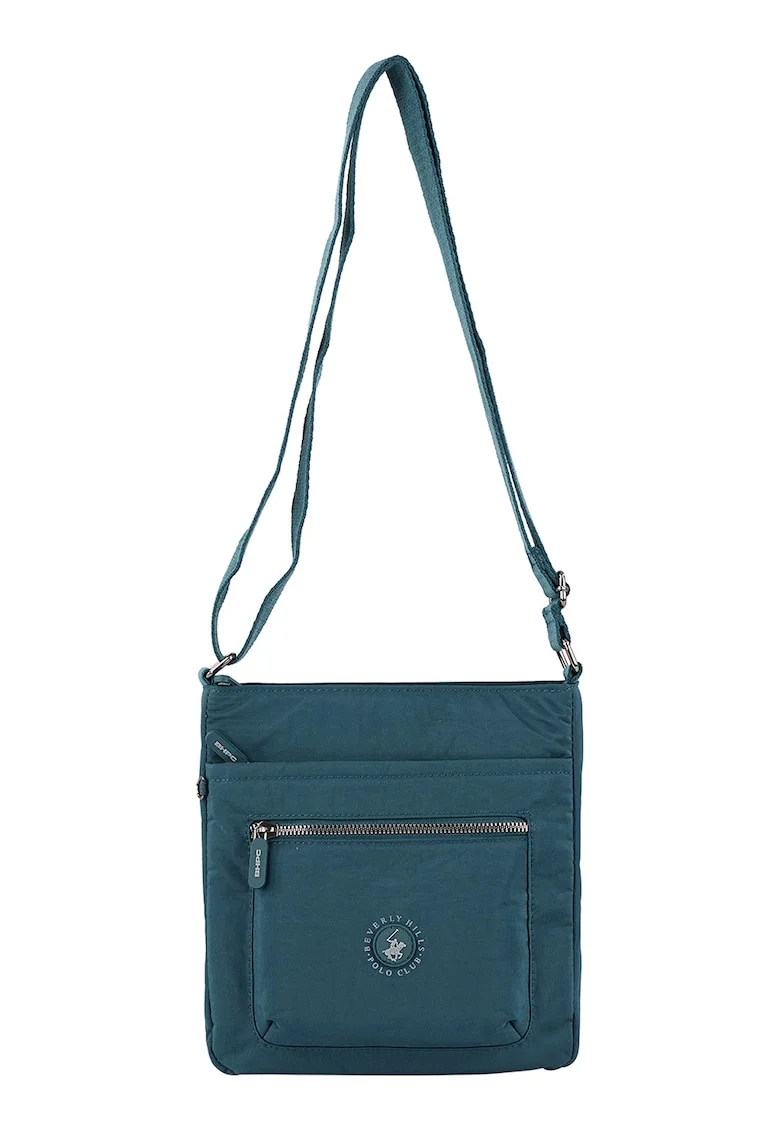Geanta crossbody cu buzunare multiple, Albastru petrol