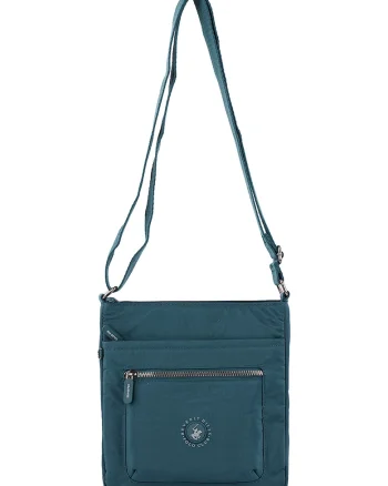 Geanta crossbody cu buzunare multiple, Albastru petrol