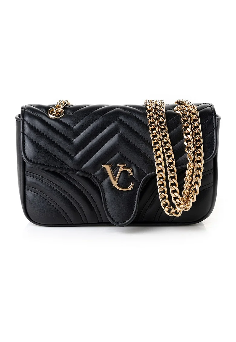 Geanta crossbody din piele ecologica cu logo, Negru