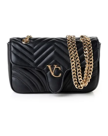 Geanta crossbody din piele ecologica cu logo, Negru