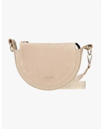 Geanta crossbody de piele cu bareta detasabila, Bej deschis