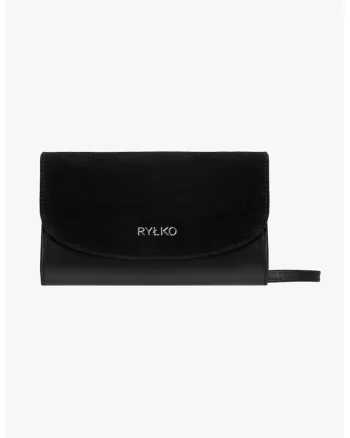 Rylko, Geanta crossbody de piele cu segtmente de piele intoarsa, Negru