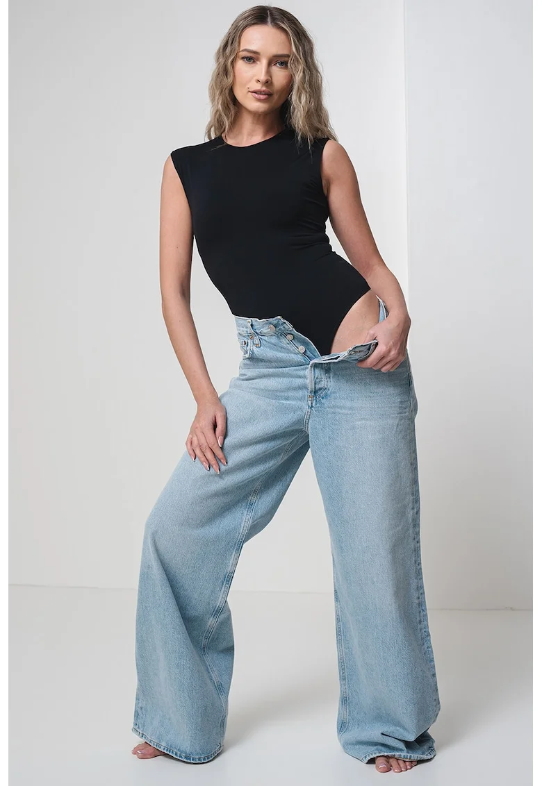 Body slim-fit din bumbac, Negru