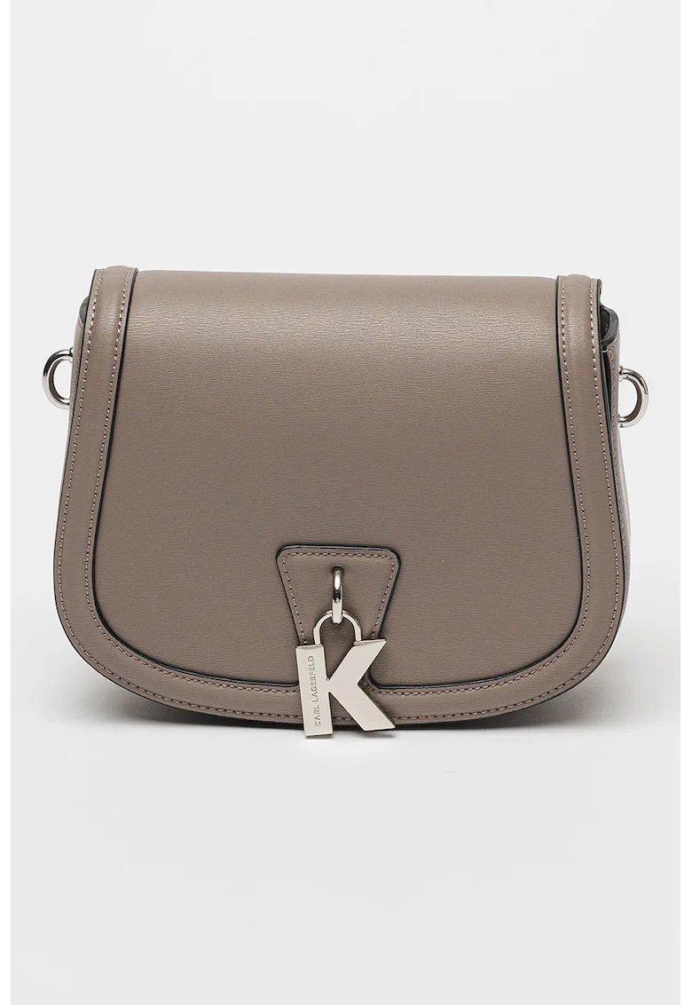 Geanta crossbody cu bareta ajustabila Lock, Maro taupe
