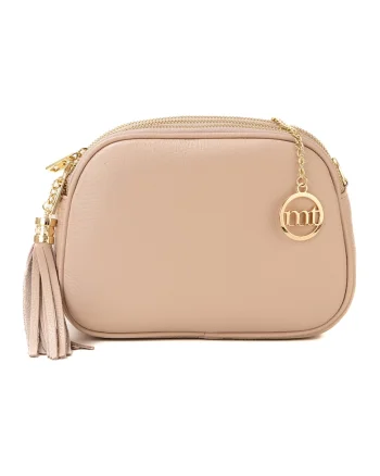 Geanta crossbody din piele cu trei compartimente Gradisca, Piersica