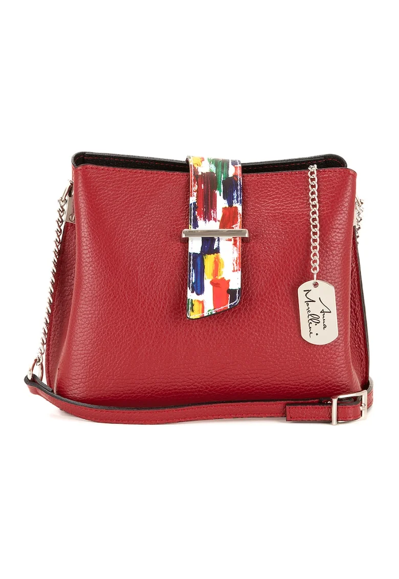 Geanta crossbody de piele cu aspect texturat Vida, Rosu