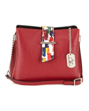 Geanta crossbody de piele cu aspect texturat Vida, Rosu