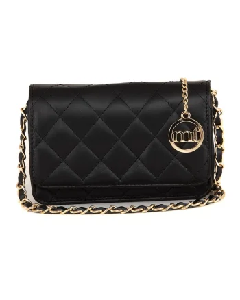 Geanta crossbody din piele cu aspect matlasat, Negru