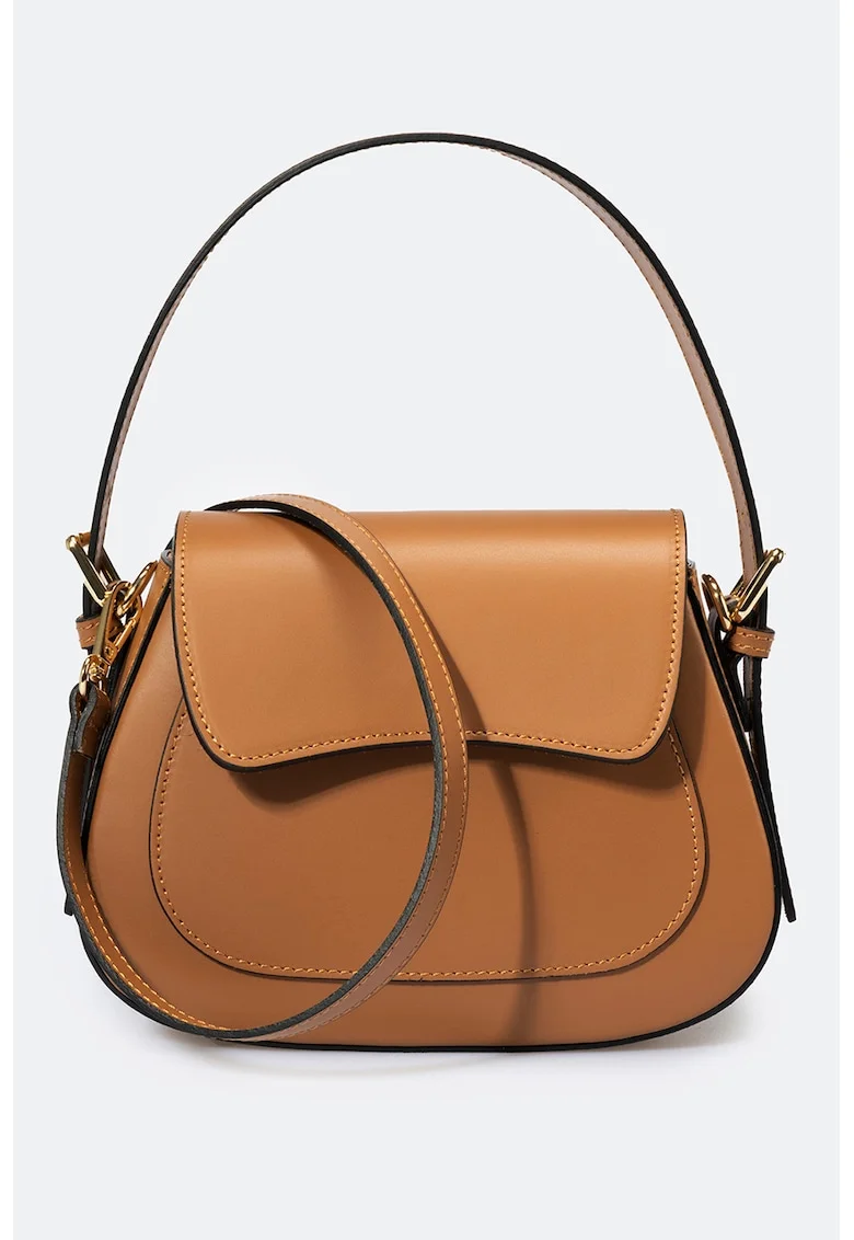 Geanta crossbody de piele, Caramel