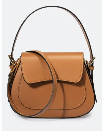 Geanta crossbody de piele, Caramel