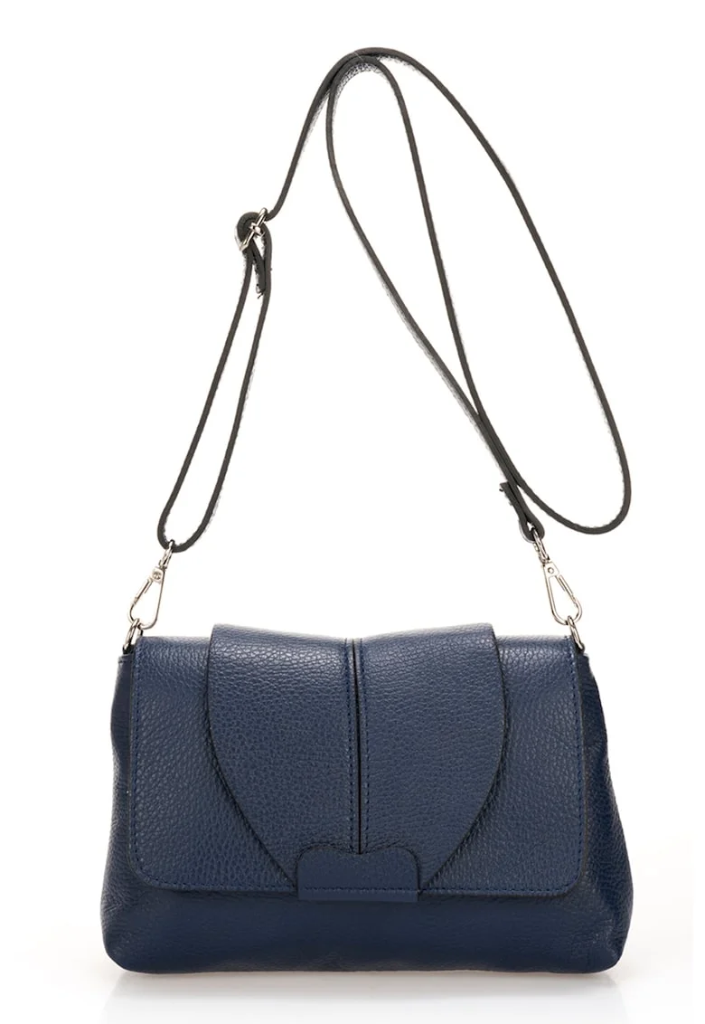 Geanta crossbody din piele, Albastru inchis