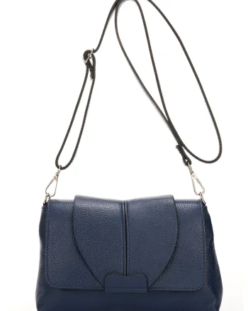 Geanta crossbody din piele, Albastru inchis
