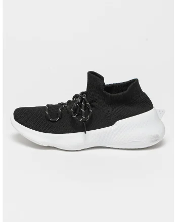 Pantofi sport slip-on cu model soseta, Alb/Negru