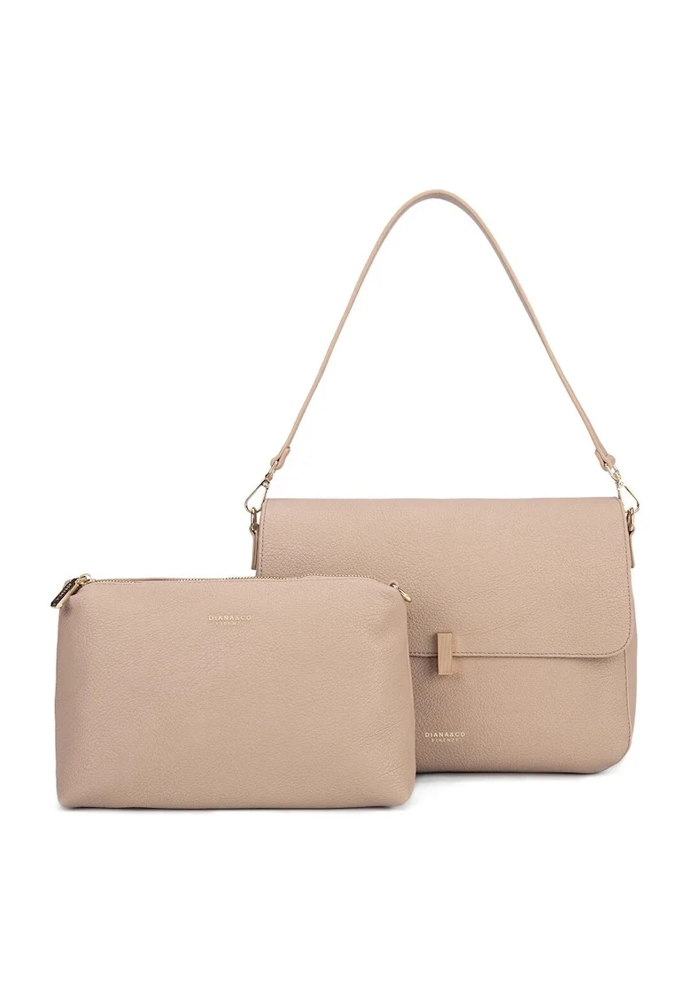 Geanta crossbody de piele ecologica, Bej