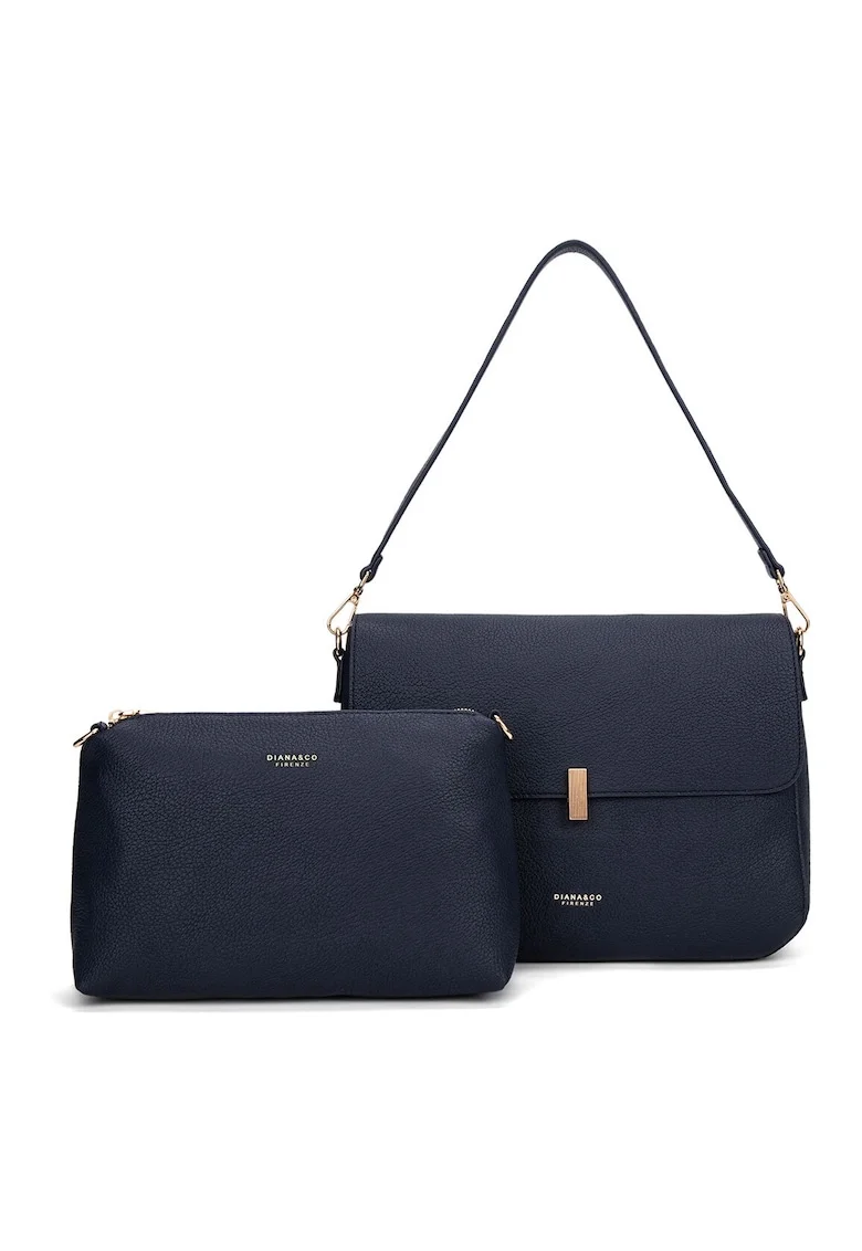 Geanta crossbody de piele ecologica, Albastru