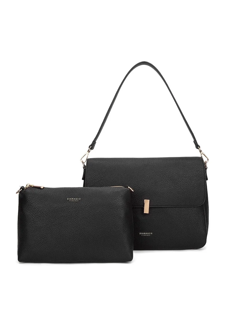 Geanta crossbody de piele ecologica, Negru