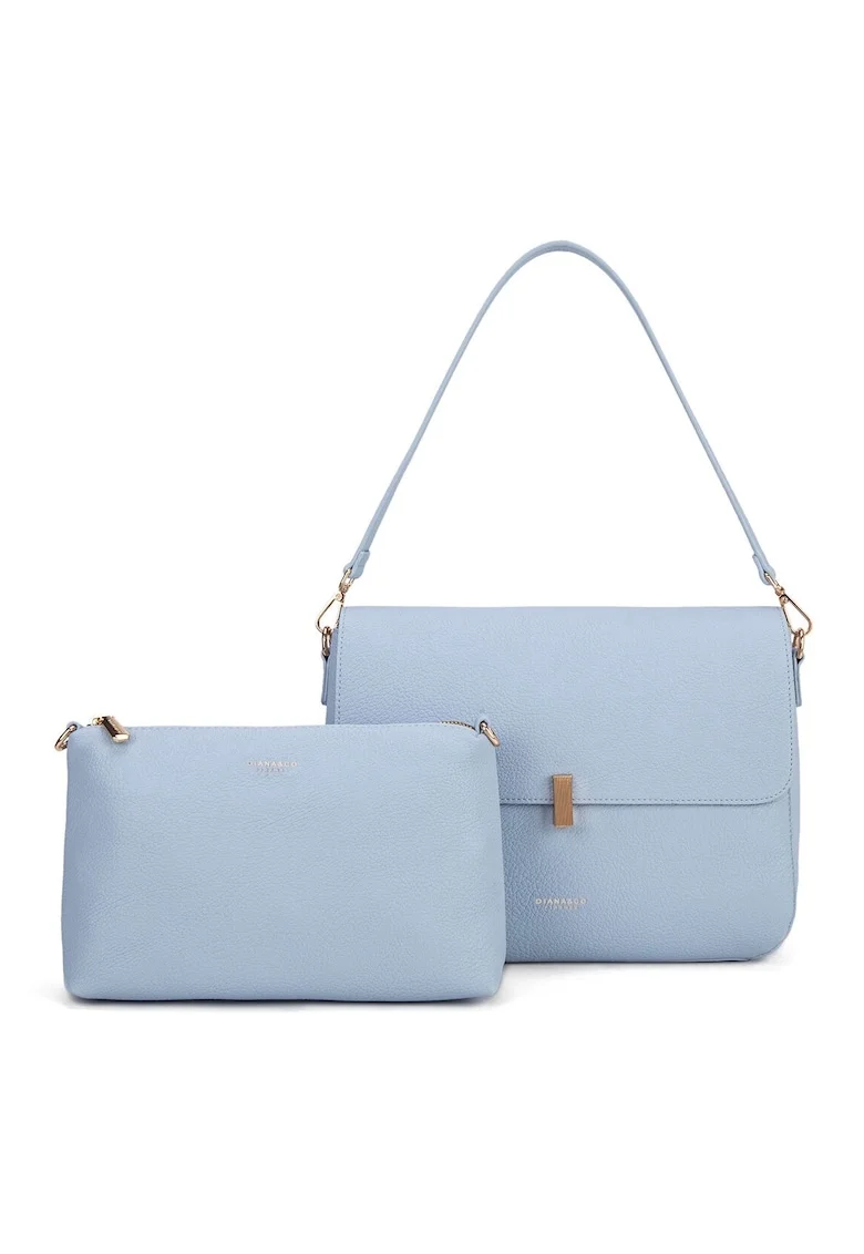 Geanta crossbody de piele ecologica, Albastru deschis