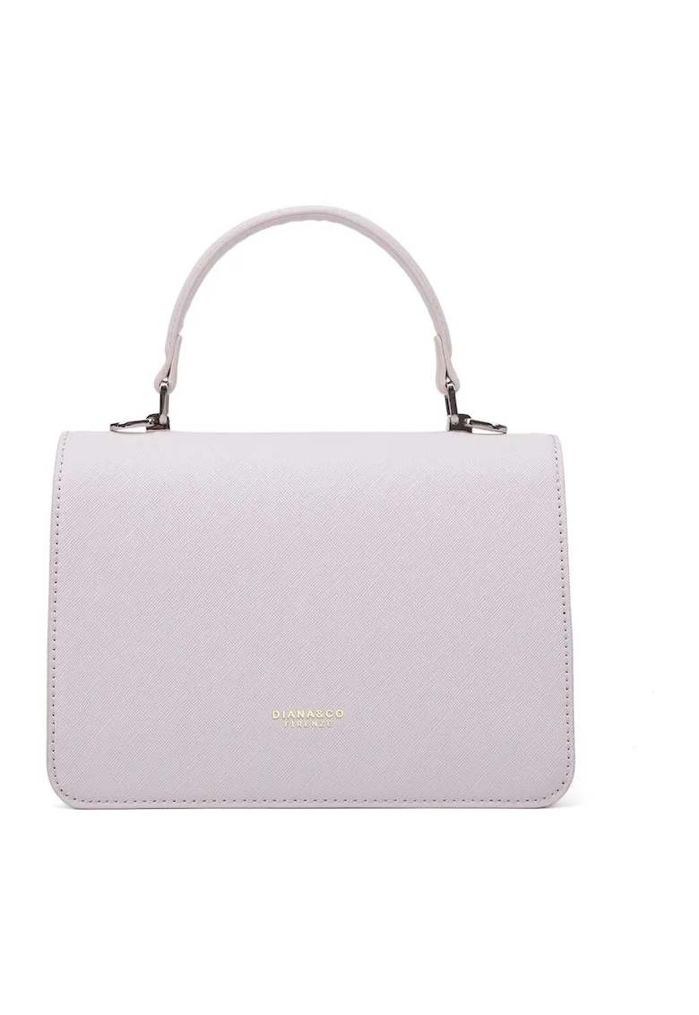 Geanta crossbody de piele ecologica cu logo discret, Lila