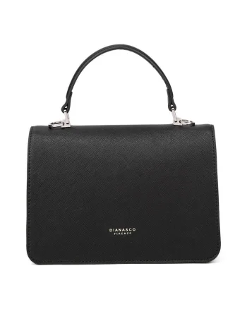 Geanta crossbody de piele ecologica cu logo discret, Negru
